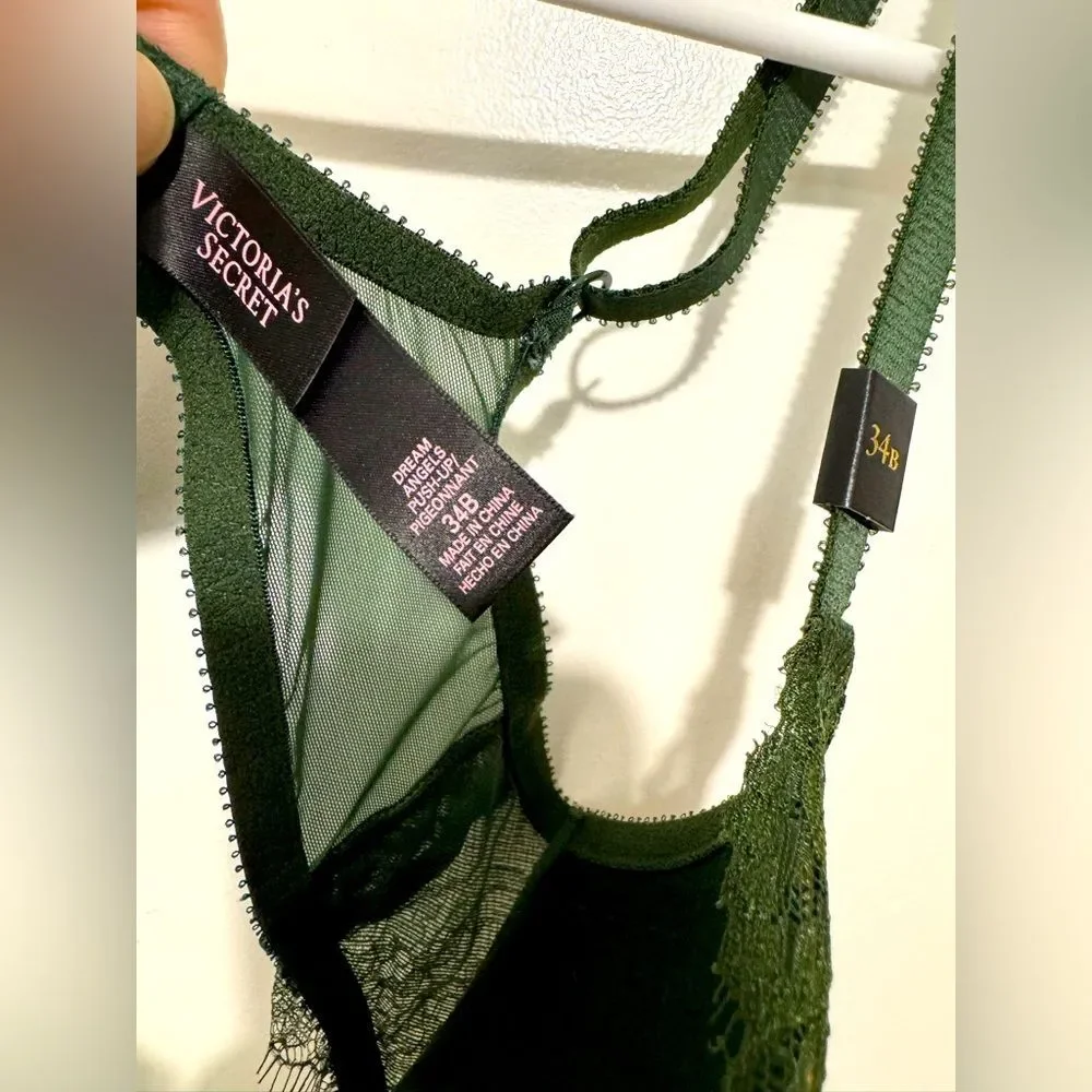 Victoria’s Secret 34B Dream Angels Push Up Bra Ivy Green